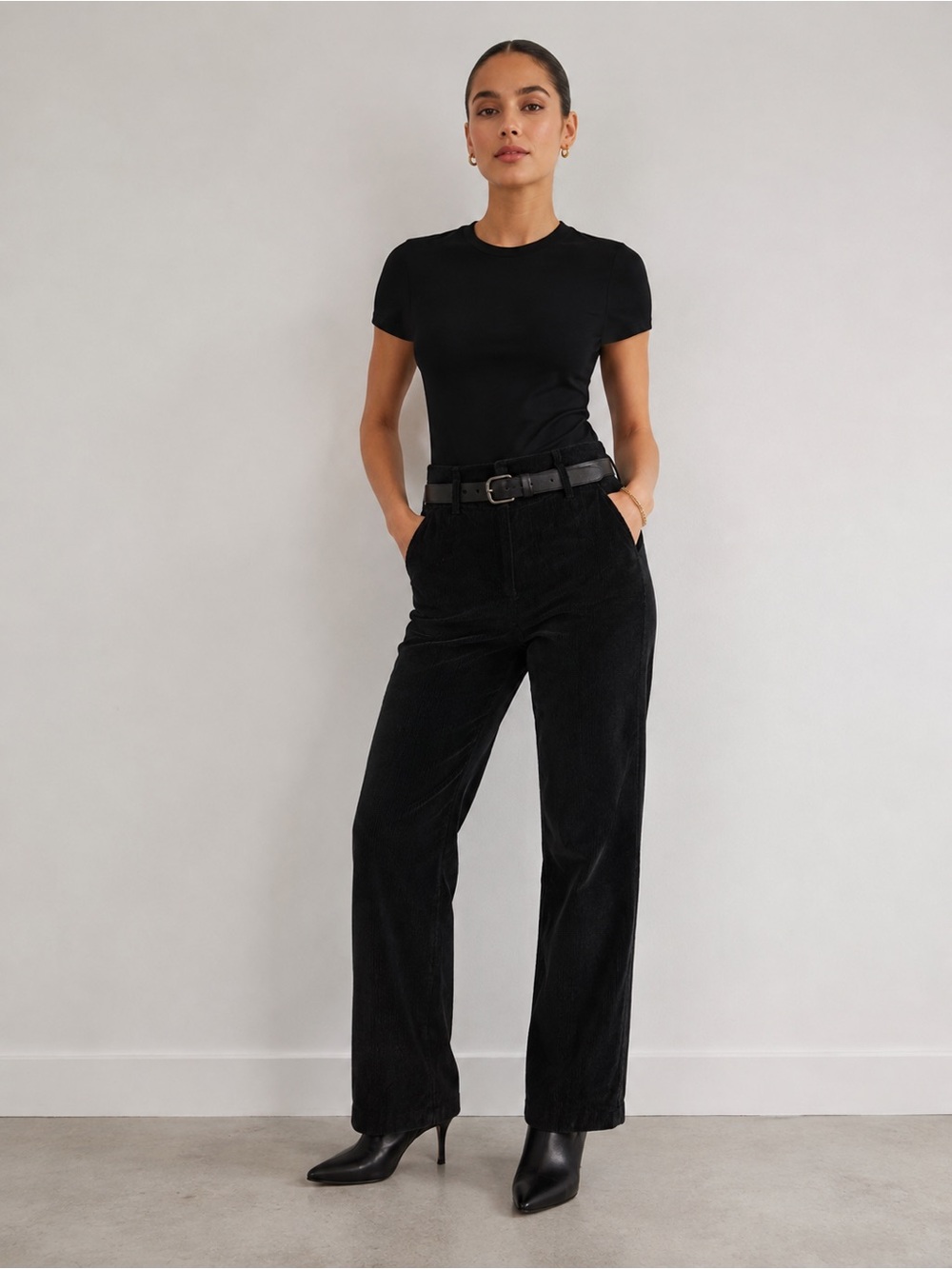 Northern Reflections Essential Black Corduroy Ankle Pants Size 14